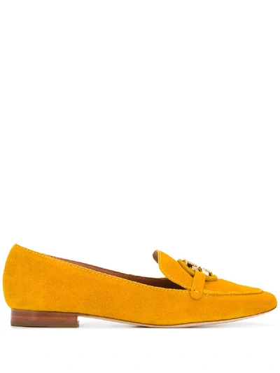 Shop Tory Burch Logo Plaque Loafers In Yellow