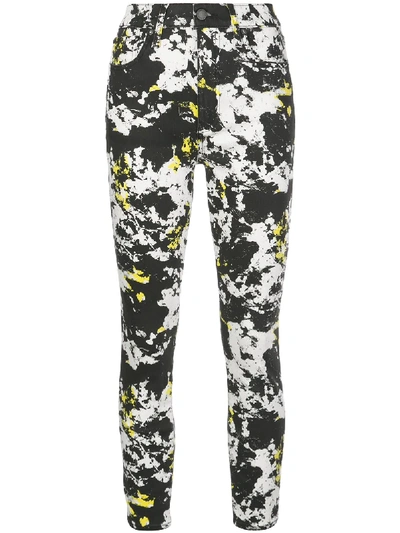 Shop Alice And Olivia Marble-print Skinny Jeans In Black