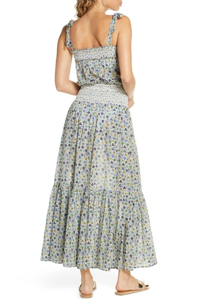 Shop Tory Burch Smocked Cover-up Maxi Dress In Love Floral Degrade