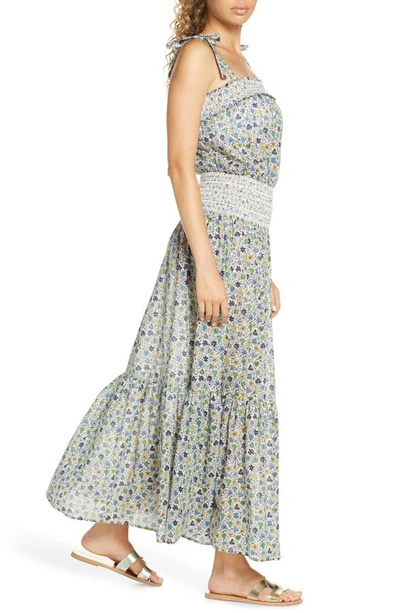 Shop Tory Burch Smocked Cover-up Maxi Dress In Love Floral Degrade