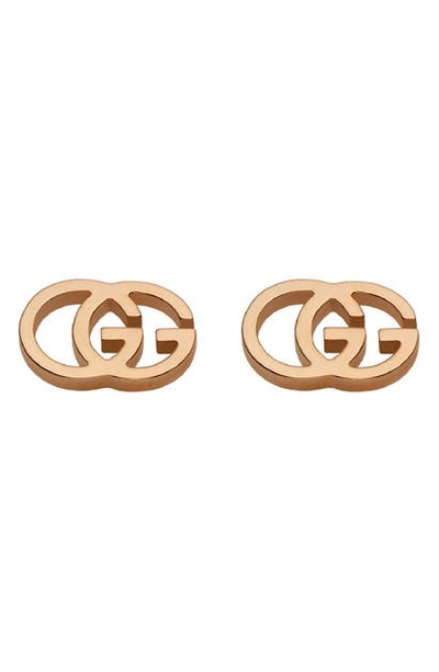 Shop Gucci Gg Running Stud Earrings In Rose Gold
