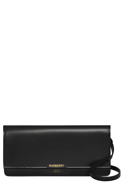 Shop Burberry Hooke Horseferry Leather Clutch In Black