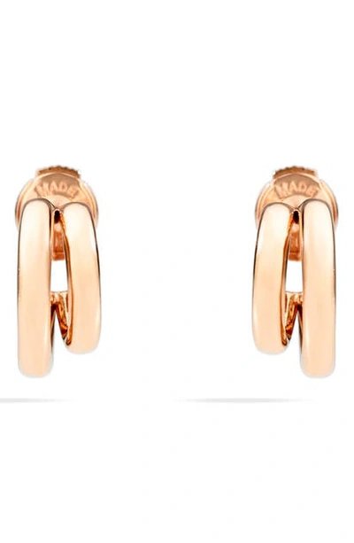 Shop Pomellato Iconica Huggie Hoop Earrings In Rose Gold