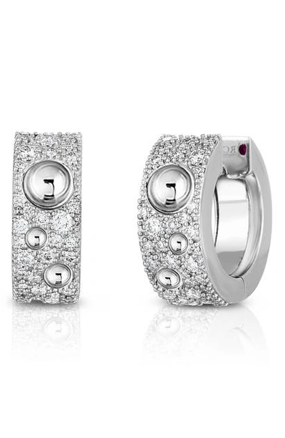 Shop Roberto Coin Pois Moi Luna Pave Diamond Huggie Earrings In White Gold