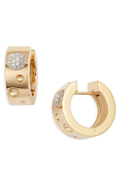 Shop Roberto Coin Pois Moi Luna Pave Diamond Huggie Earrings In Yellow Gold