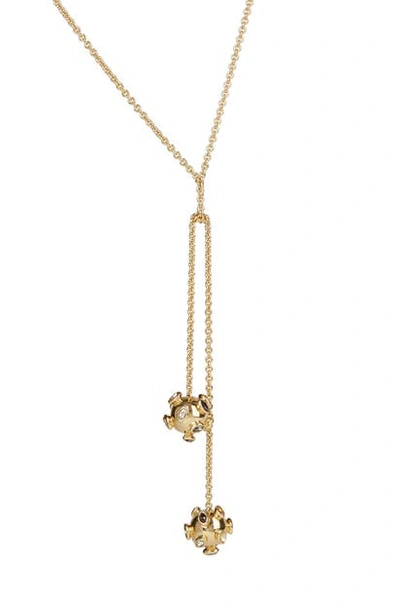 Shop Alexis Bittar Double Sputnik Knot Y-necklace In Gold