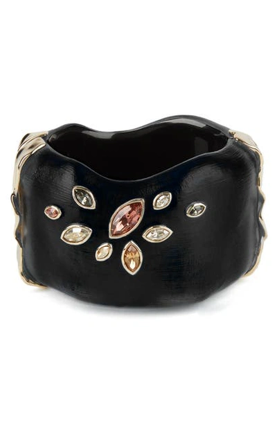 Shop Alexis Bittar Navette Crystal Embellished Large Hinge Bracelet In Black