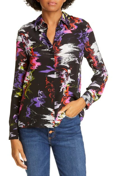 Shop Alice And Olivia Willa Silk Blouse In Moonstruck