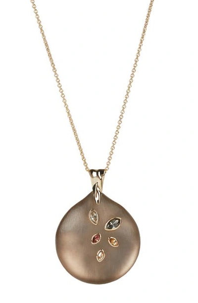 Shop Alexis Bittar Navette Crystal Disc Necklace In Chocolate