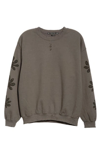 Shop Sasquatchfabrix Tengu Print Distressed Sweatshirt In Charcoal