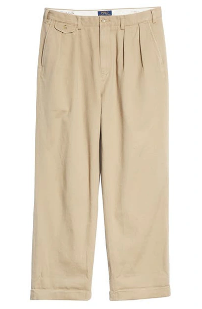 Shop Polo Ralph Lauren Big Pleated Chino Pants In Boating Khaki