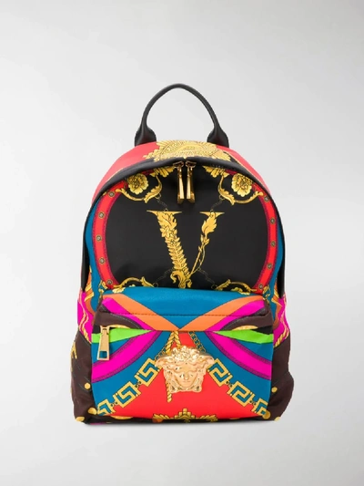 Shop Versace Medusa Detail Backpack In Black