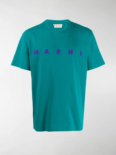 Shop Marni Front Logo Print T-shirt In Green