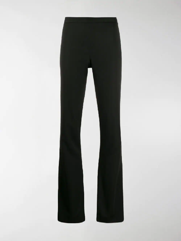 high waisted black bootcut trousers