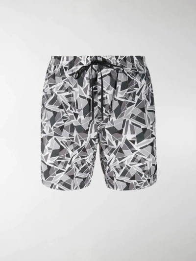 Shop Fendi Geometric Print Swim Shorts In Grey