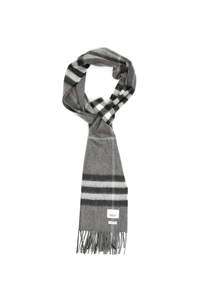 Shop Burberry Giant Check Scarf In Grey,black,white