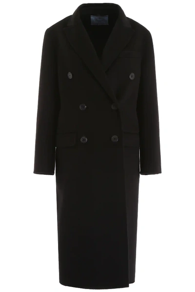 Shop Prada Cashgora Coat In Black