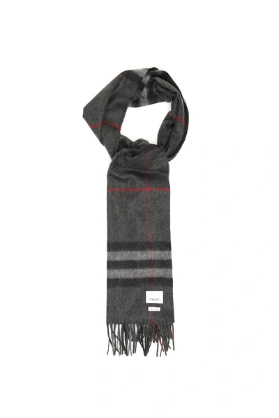 Shop Burberry Giant Check Scarf In Grey,black,red