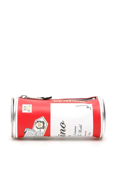 Shop Moschino Budweiser Pouch In White,red,blue