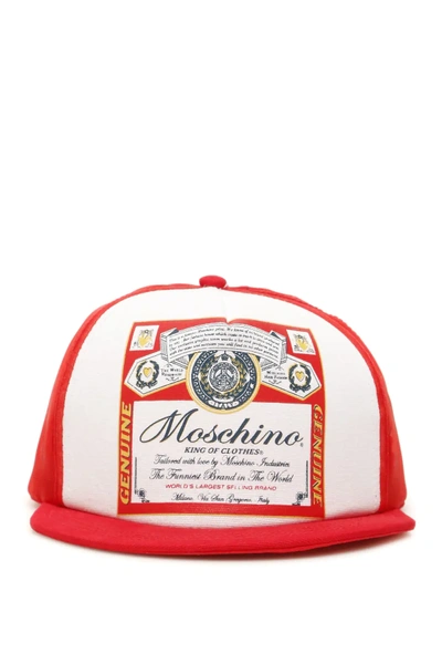 Shop Moschino Budweiser Baseball Cap In White,red,blue