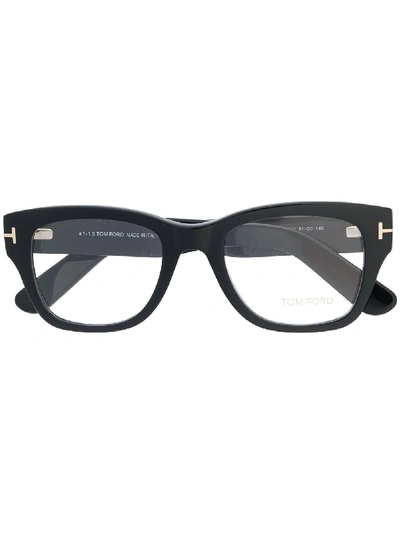 Shop Tom Ford Block Square-frame Glasses In Black