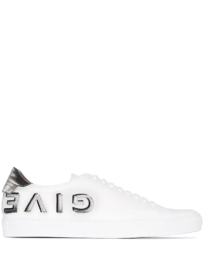 WHITE AND BLACK REVERSE LOGO SNEAKERS