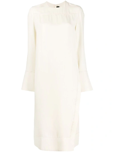 Shop Joseph Long-sleeved Straight Fit Dress In Neutrals
