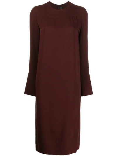 Shop Joseph Long-sleeved Straight Fit Dress In Red