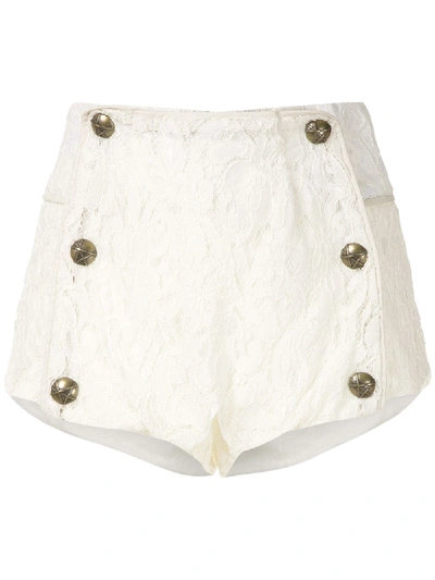 Shop Andrea Bogosian Lace Buttoned Shorts In 白色