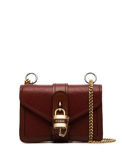 Shop Chloé Mini Aby Chain Shoulder Bag In Brown