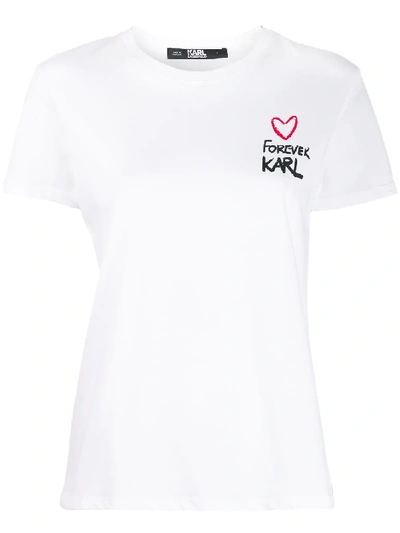 Shop Karl Lagerfeld Forever Karl T-shirt In White