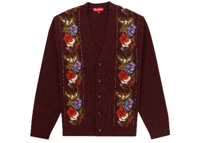 Pre-owned Supreme  Floral Stripe Cardigan Red