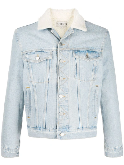 Shop Fiorucci Shearling Nico Denim Jacket In Blue