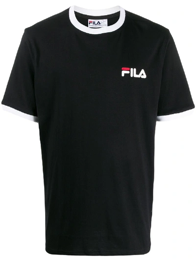 Shop Fila Logo Embroidered T-shirt In Black