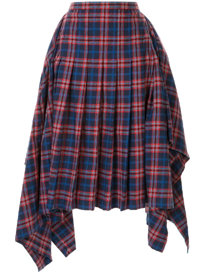 Shop Juunj Asymmetric Pleated Skirt In Multicolour
