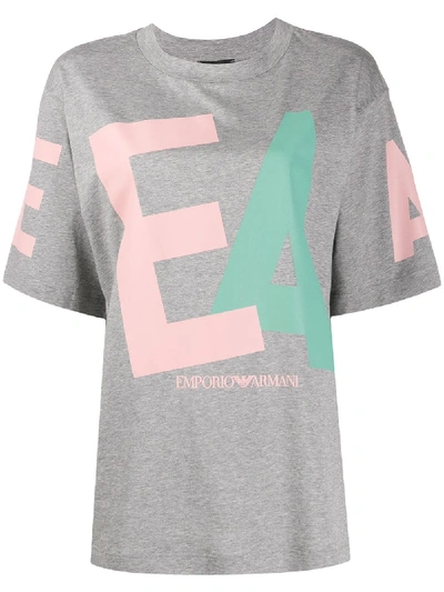 Shop Emporio Armani Oversized Graphic-print T-shirt In Grey