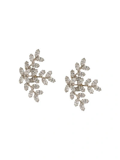 Shop Jennifer Behr Vinette Leaf Earrings In Silver