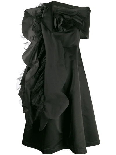 Shop Comme Des Garçons Comme Des Garçons Asymmetric Lace Detail Dress In Black