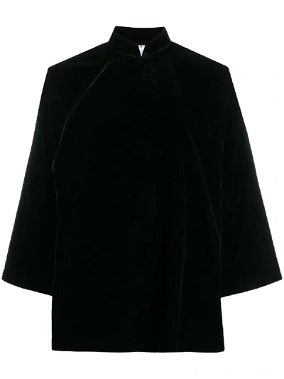 Shop Comme Des Garçons Comme Des Garçons Mandarin Collar Velvet Jacket In Black