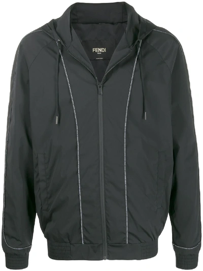 Shop Fendi Ff Band Zipped Jacket In Black