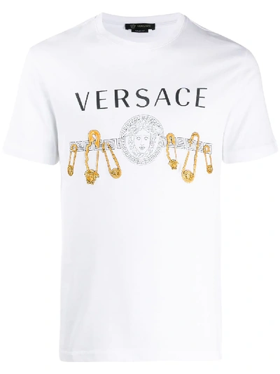 Shop Versace T-shirt Mit Print In 白色