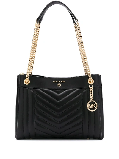 Shop Michael Michael Kors Susan Quilted Tote Bag In Black