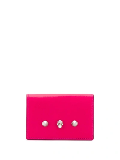 Shop Alexander Mcqueen Small Skull And Stud Wallet In Pink