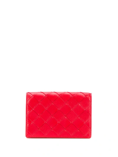 Shop Bottega Veneta Intrecciato Weave Wallet In Red