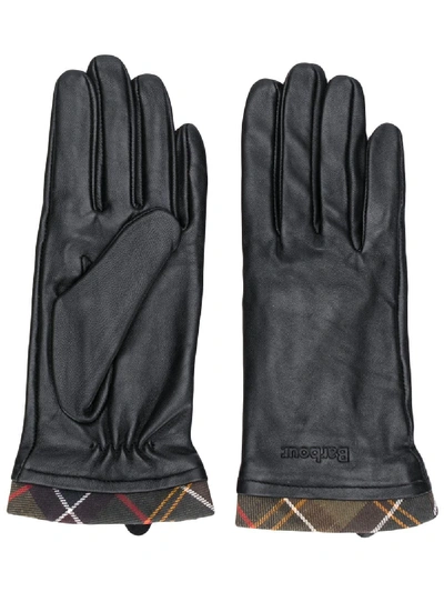 Shop Barbour Plaid-trim Gloves In Black