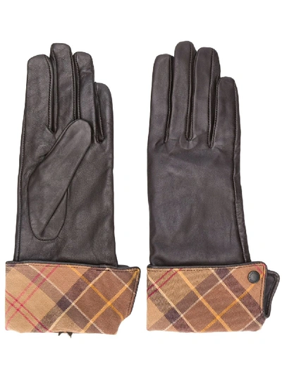 Shop Barbour Plaid-trim Gloves In Brown