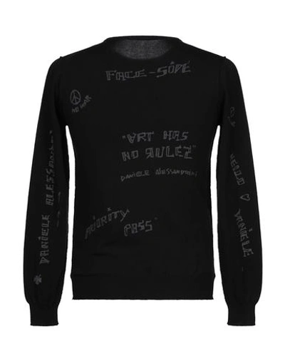 Shop Daniele Alessandrini Man Sweater Black Size 36 Cotton