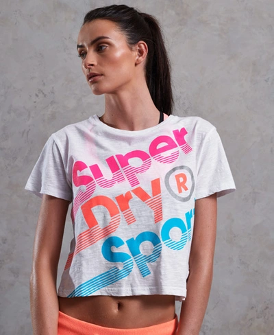 Shop Superdry Hyper Sport Label Crop T-shirt In White