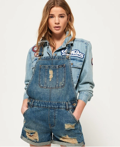 Shop Superdry Acid Dungaree Boyshorts In Blue