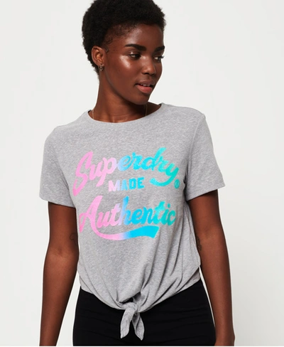 Shop Superdry Made Authentic T-shirt Mit Zierknoten In Light Grey